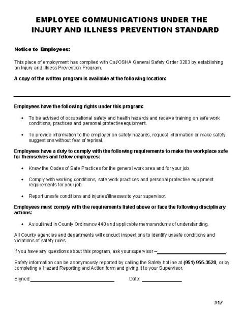 Employee Communication under the Injury and Illness Prevention Standard